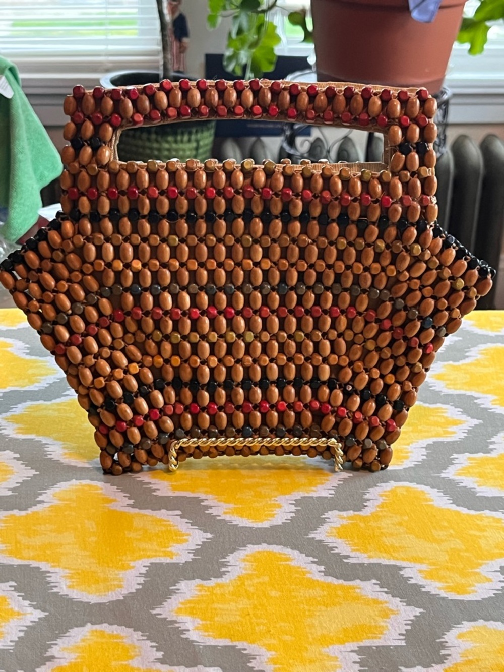 Vintage Hand Beaded Tote Bag